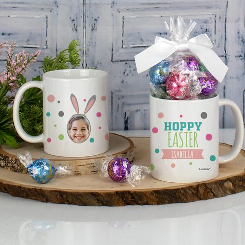 Personalized Hoppy Easter Bunny 11oz Mug with Lindt Truffles