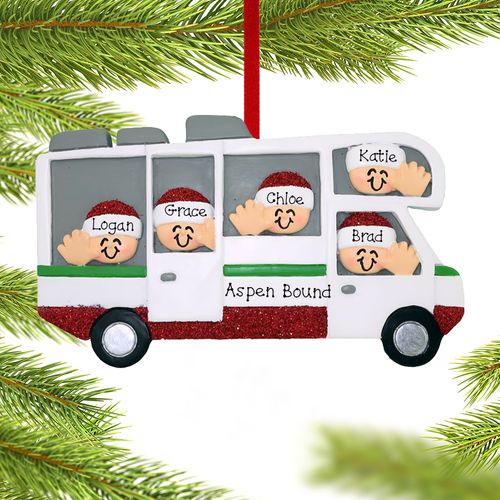 RV Motor Home Family of 5 Ornament