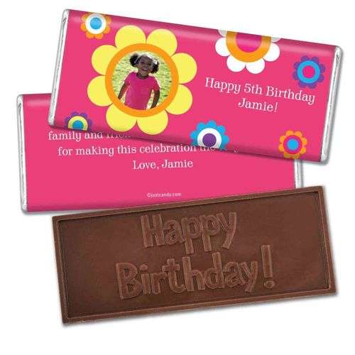 Birthday Personalized Embossed Chocolate Bar Flower Power with Photo