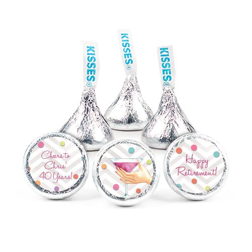 Here's to Your Retirement Stickers Personalized Kisses Candy Assembled Kisses