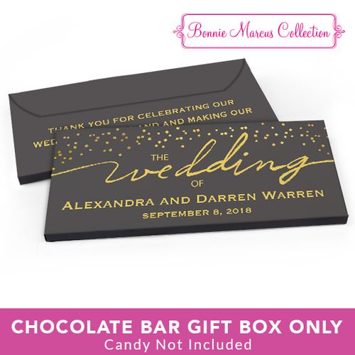 Deluxe Personalized Wedding Divine Gold Candy Bar Favor Box
