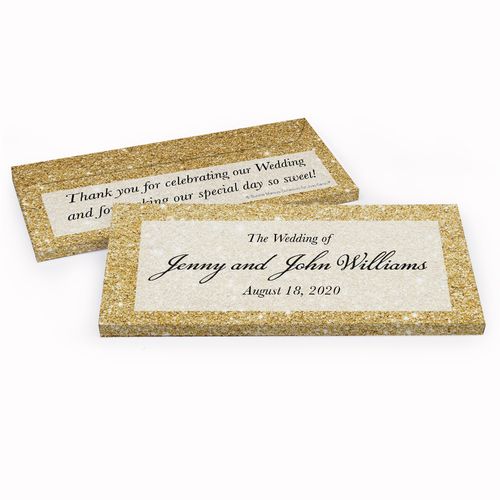 Deluxe Personalized Wedding Gold Sparkles Hershey's Chocolate Bar in Gift Box