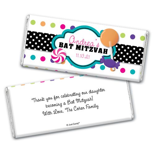 Bat Mitzvah Personalized Chocolate Bar Wrappers Polka Dot Candy Shoppe