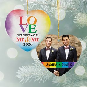 Mr & Mr Love Watercolor Ornament