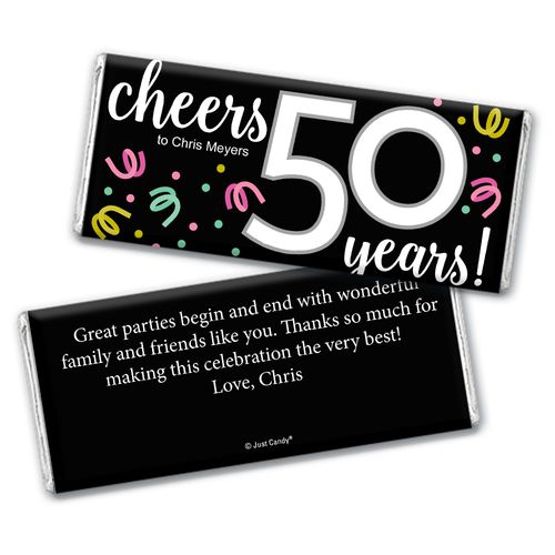 Personalized Milestone Birthday Fifty Confetti Chocolate Bar & Wrapper