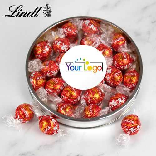 Personalized Add Your Logo Large Silver Lindt Gift Tin