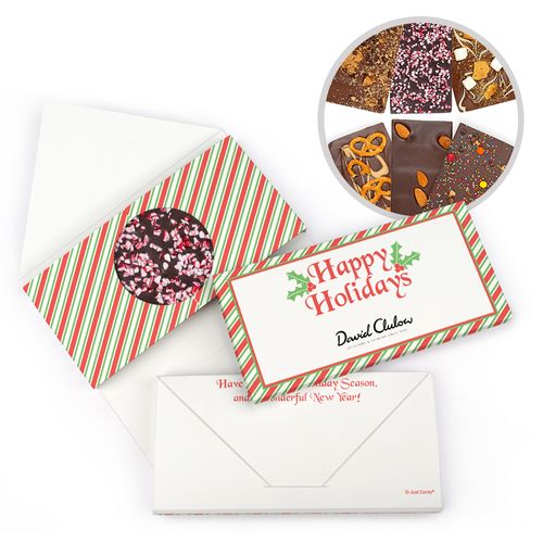 Personalized Christmas Stripes Add Your Logo Gourmet Infused Belgian Chocolate Bars (3.5oz)