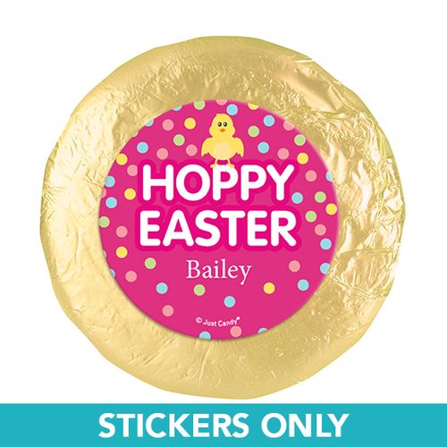 Personalized Easter Pink Chick 1.25" Stickers (48 Stickers)