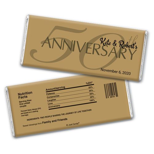 Anniversary Personalized Chocolate Bar Wrappers 50th Anniversary Chocolate Favor