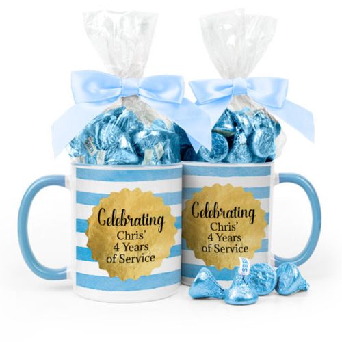 Personalized Retirement Gold Badge 11oz Mug with Hershey's Kisses