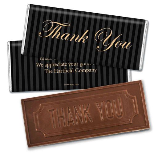 Business Thank You Personalized Embossed Chocolate Bar Formal Gold & Pinstripes