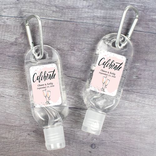 Personalized Hand Sanitizer with Carabiner Wedding 1 fl. oz bottle - The Bubbly