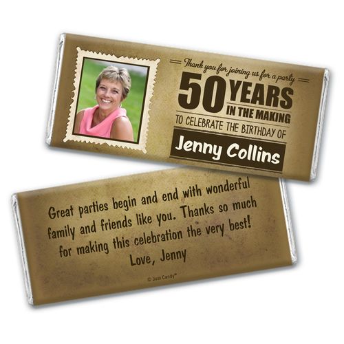 Personalized Milestone 50th Birthday Years to Perfection Chocolate Bar Wrappers