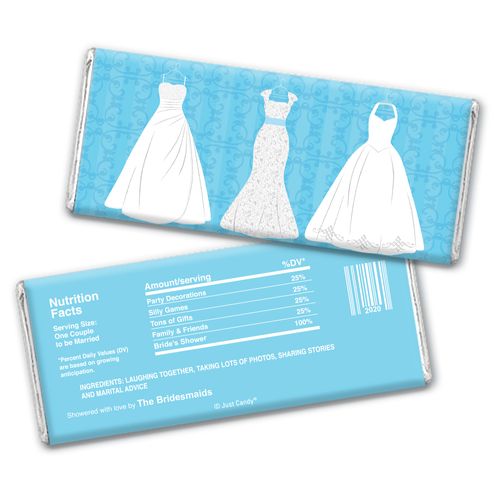 Bridal Shower Favor Personalized Chocolate Bar Wrappers Wedding Dresses