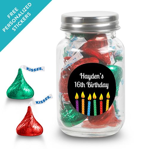 Birthday Personalized Mason Jar Lit Candles (24 Pack)