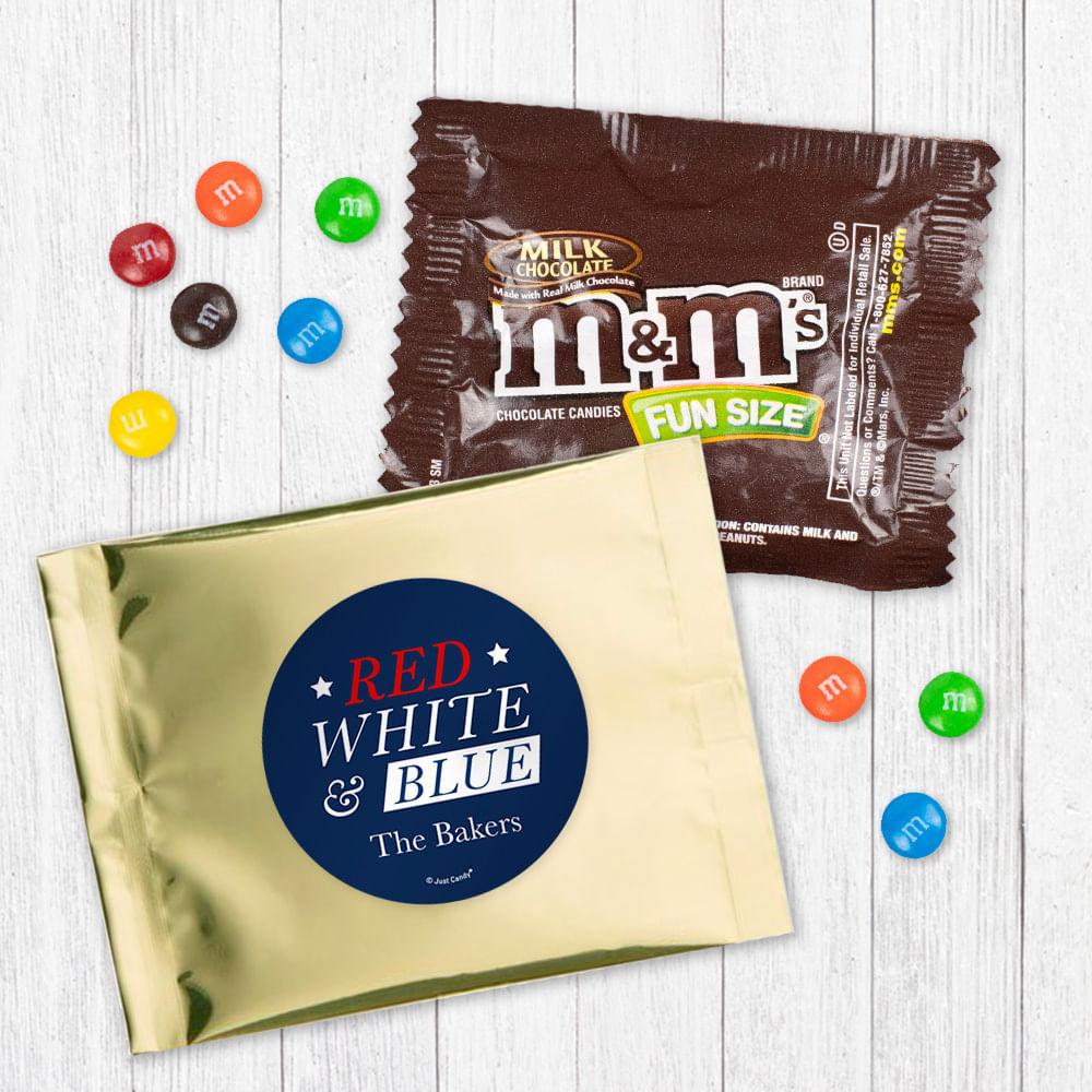Personalized Patriotic Red White and Blue Milk Chocolate M&Ms 