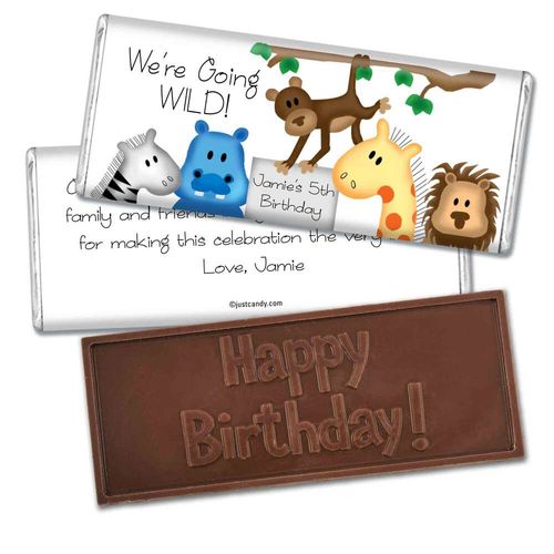 Birthday Personalized Embossed Chocolate Bar Going Wild Jungle Animals