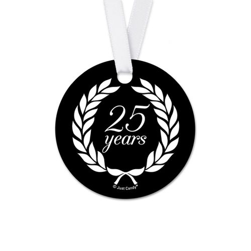 Personalized Round Anniversary Laurel Wreath Favor Gift Tags (20 Pack)