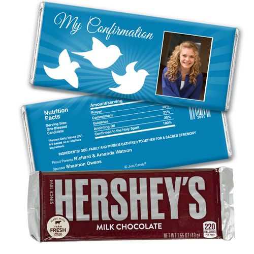 Confirmation Personalized Chocolate Bar Peace Doves