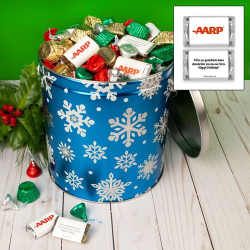 Personalized Flurries 3.7 lb Add Your Logo Holiday Hershey's Mix Tin