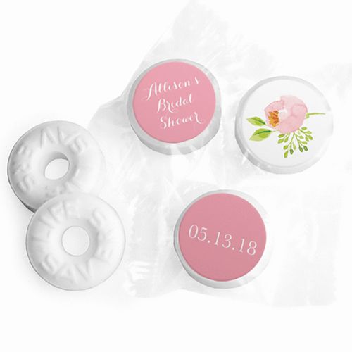 Personalized Bonnie Marcus Wedding Pink Botanical Wreath Life Savers Mints