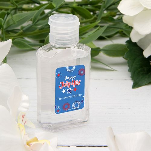 Personalized Independence Day Fireworks Hand Sanitizer 2 fl. Oz