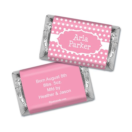 Baby Girl Announcement Personalized Hershey's Miniatures Wrappers Tiny Dots