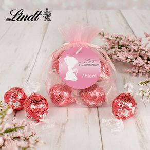Personalized First Communion Lindt Truffle Organza Bag- Child in Prayer