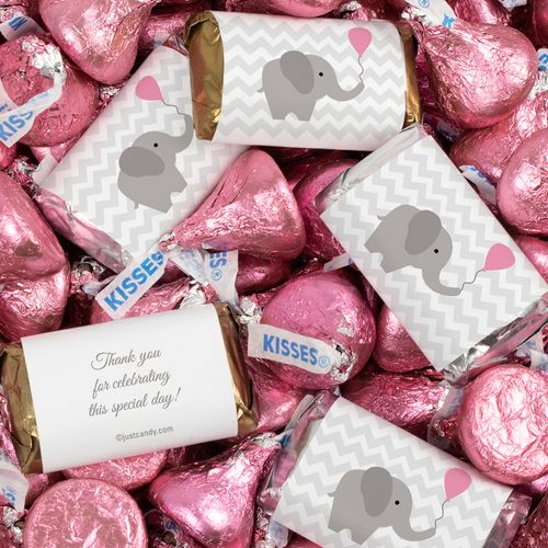 Girl Baby Shower Elephant Hershey's Miniatures, Kisses and Reese's Peanut Butter Cups