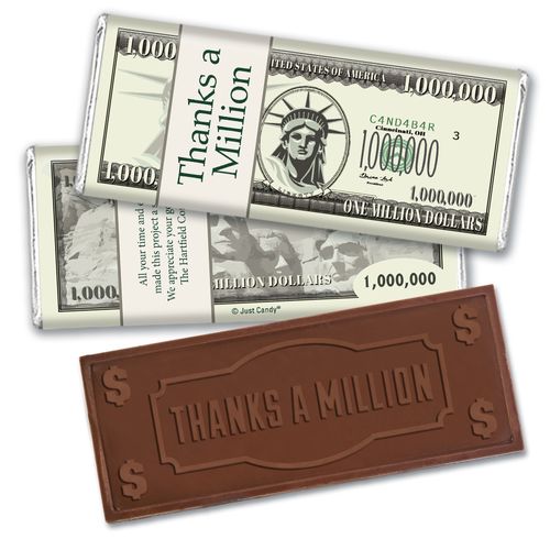 Personalized Business Thank You Embossed Thanks a Million Chocolate Bar