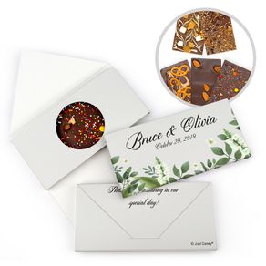 Personalized Wedding Botanical Garden Gourmet Infused Belgian Chocolate Bars (3.5oz)