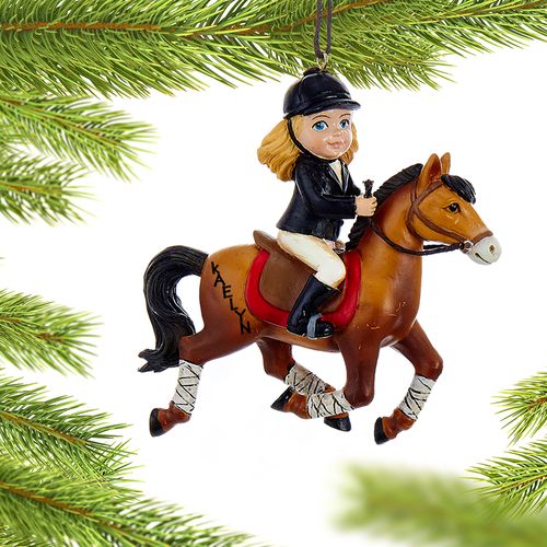 Young Equestrian Horse Rider (Brown Horse) Ornament