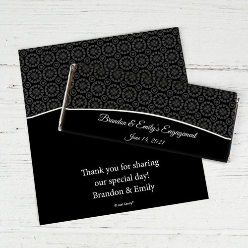 Engagement Party Favor Personalized Chocolate Bar Wrappers Sunburst Hearts Pattern