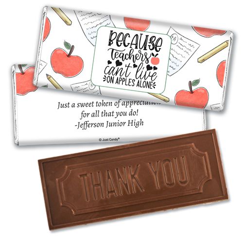 Personalized Teacher Appreciation Teachers on Apples Embossed Chocolate Bar & Wrapper