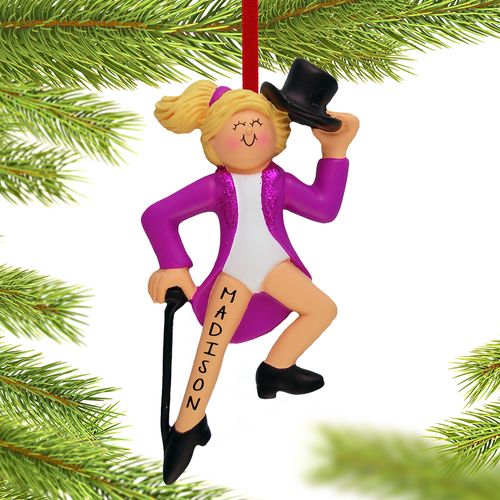 Tap Dancer with Black Top Hat and Cane Ornament