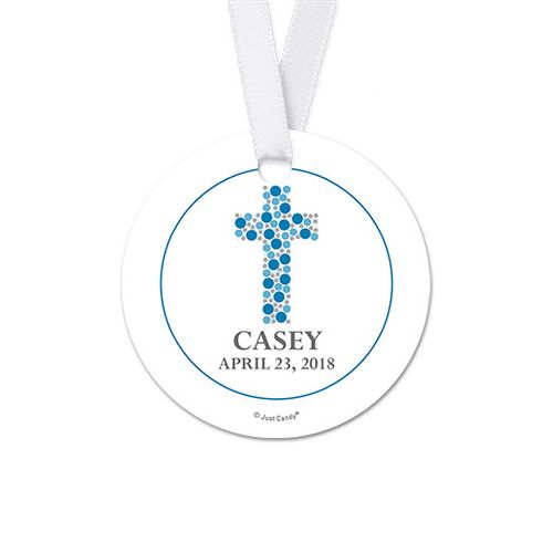 Personalized Round Stone Cross Communion Favor Gift Tags (20 Pack)