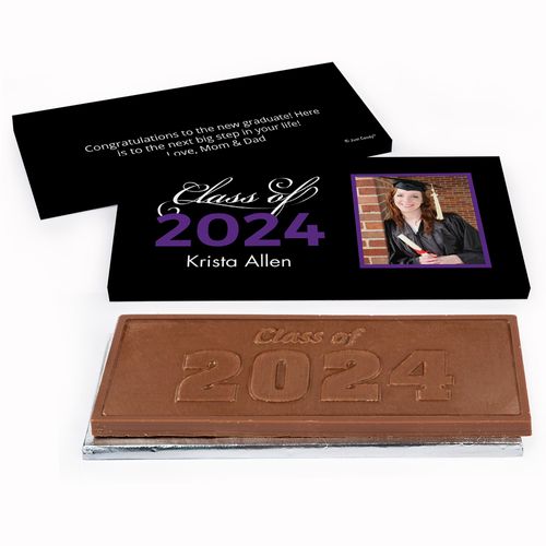 Deluxe Personalized Graduation Photo Embossed Chocolate Bar in Gift Box