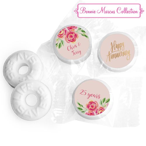 Bonnie Marcus Collection Personalized Pink Flowers Anniversary Life Savers Mints