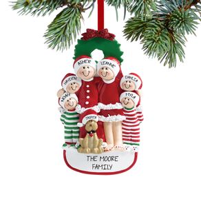 Eve Family of 6 with Dog Ornament