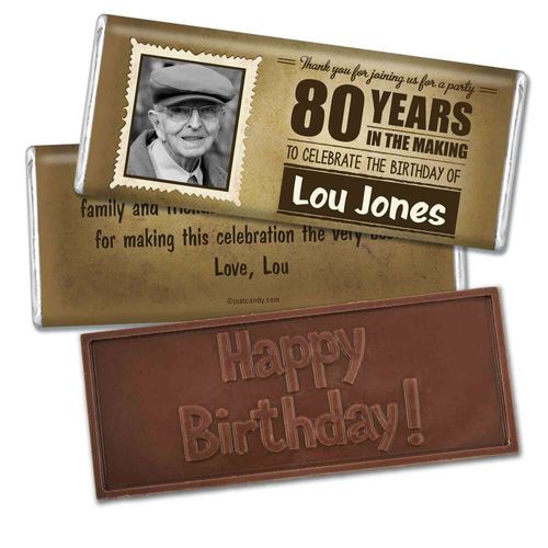 Milestones Personalized Embossed Chocolate Bar 80th Birthday