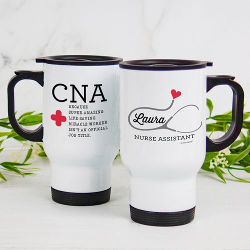 Stainless Steel Travel Mug (14oz) - Nurse Appreciation CNA Miracle Worker