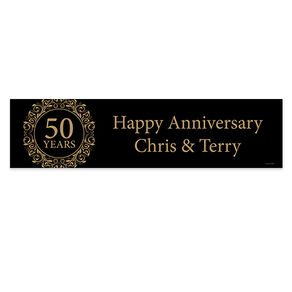 Personalized Golden 50th Anniversary 5 Ft. Banner