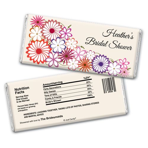 Bridal Shower Favor Personalized Chocolate Bar Wrappers Colorful Flowers