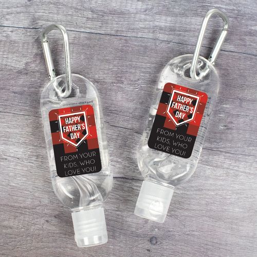 Personalized Father's Day Plaid Hand Sanitizer with Carabiner 1. fl. Oz.