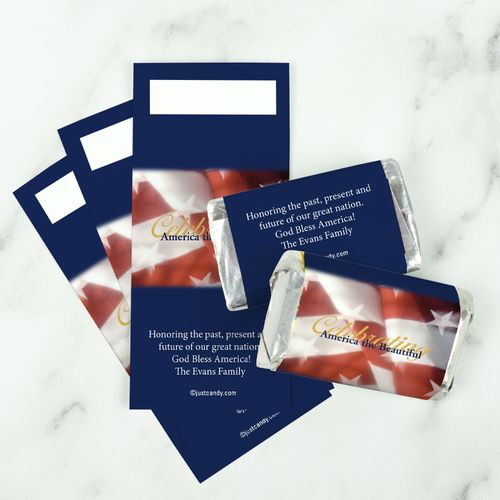 Personalized Patriotic Hershey's Miniatures Wrappers America the Beautiful Patriotic Flag