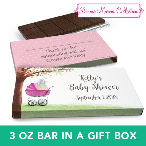 Deluxe Personalized Baby Bow Chocolate Bar in Gift Box (3oz Bar)