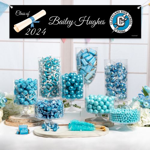 Personalized Light Blue Graduation Diploma Deluxe Candy Buffet
