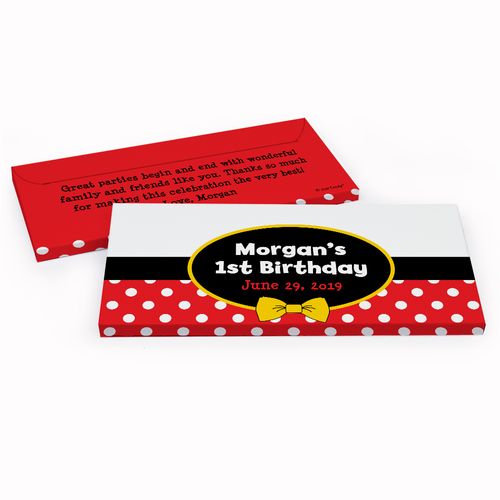 Deluxe Personalized First Birthday Mickey Mouse Hershey's Chocolate Bar in Gift Box