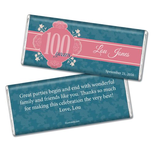 100th Birthday Personalized Chocolate Bar Baroque Flowers