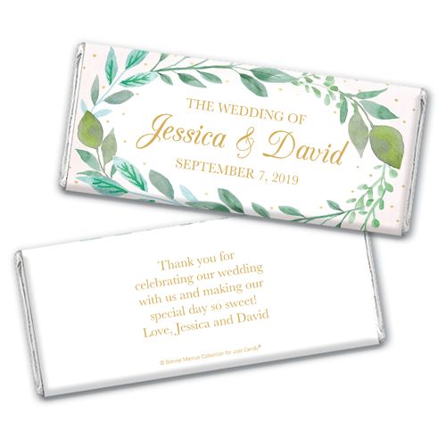 Personalized Bonnie Marcus Wedding Forever Foliage Chocolate Bar Wrappers